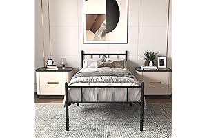 Twin Bed Frame with Classic Iron Headboard and Footboard, 14 Inch Metal...