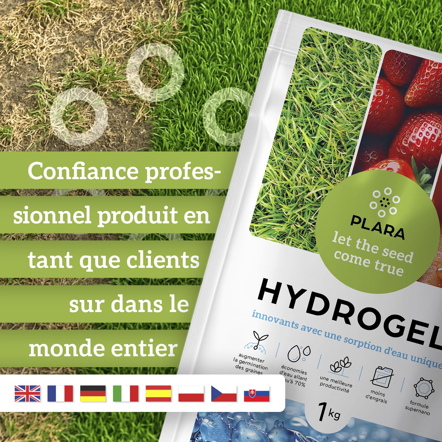 Hydrogel de Rétention d'Eau 5KG | Contrôle de l'Humidité pour le Sol | Eau Gélifiée Plante Non Toxiques et Écologiques | Eau Solide pour Plante pour Libération Lente