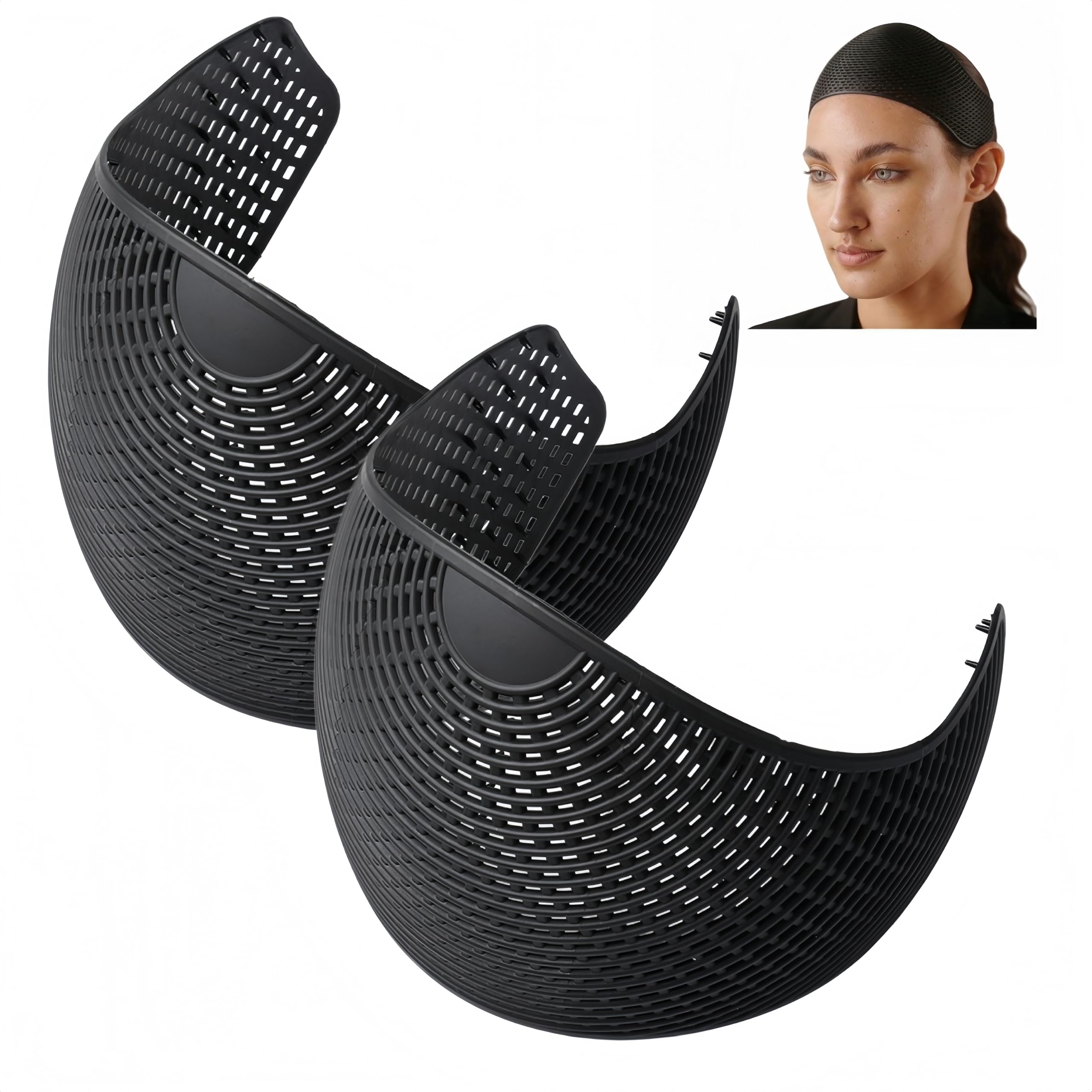 SOYUZERISH Elastic Lightweight Breathable Hijab Crown Cap, Non-Slip Nylon Holder for Effortless Hijab Hold for Women, Students, Daily Wear & Sports, All-Day Comfortable Wear for Women (Black*2)