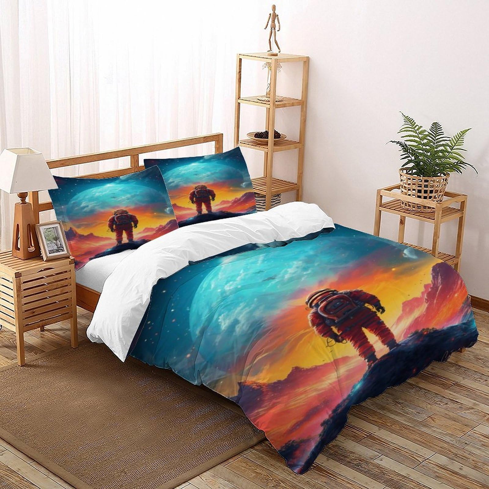 Housse de couette astronaute fermeture éclair pour un lit vite fait