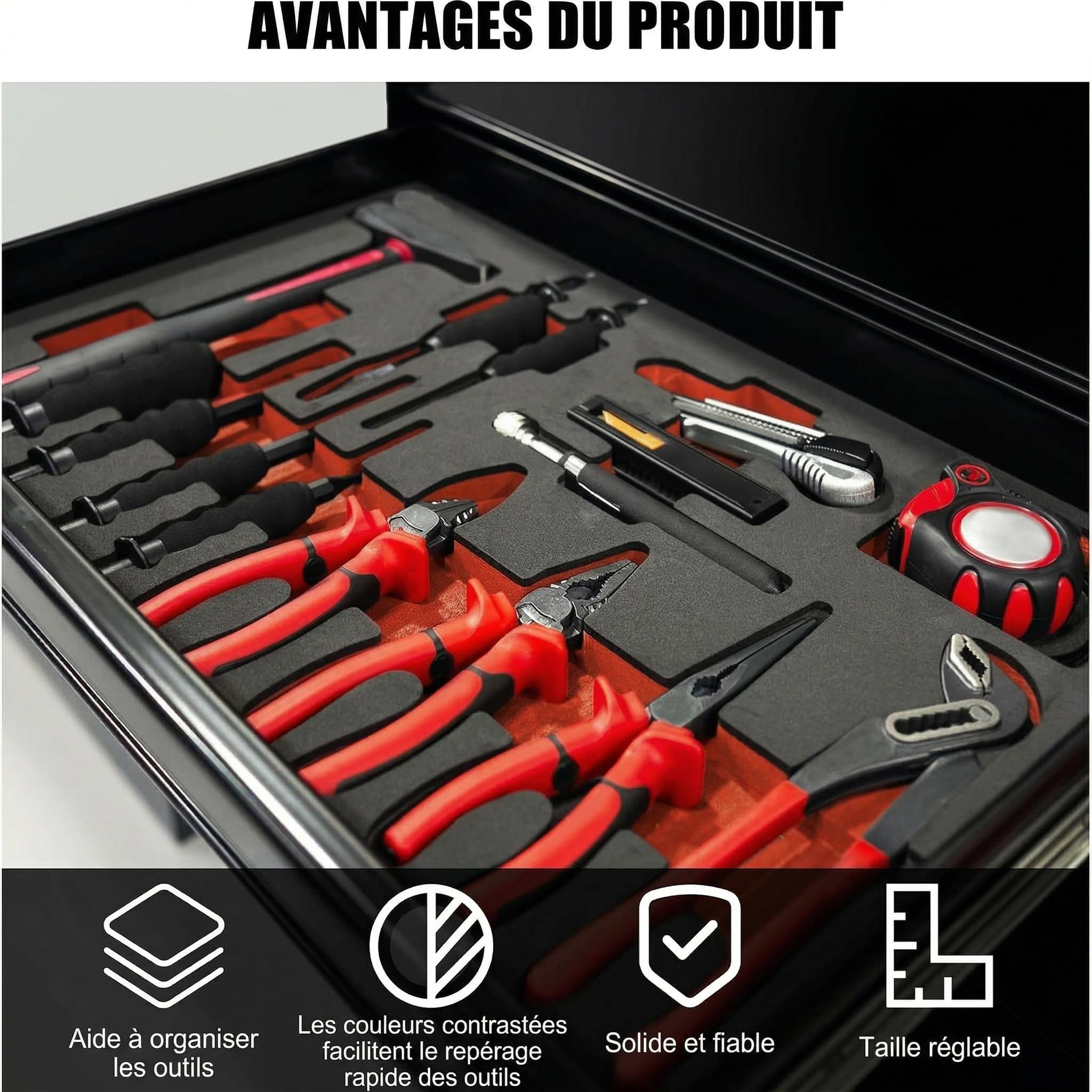 F Fityle Lot de 5 Mousses de Rangement pour Boîte à Outils, Feuilles Organisateur EPE, Découpables sur Mesure, Antidérapantes et Amortissantes, Outils Transport pour Outillage, 50cmx30cmx2.5cm