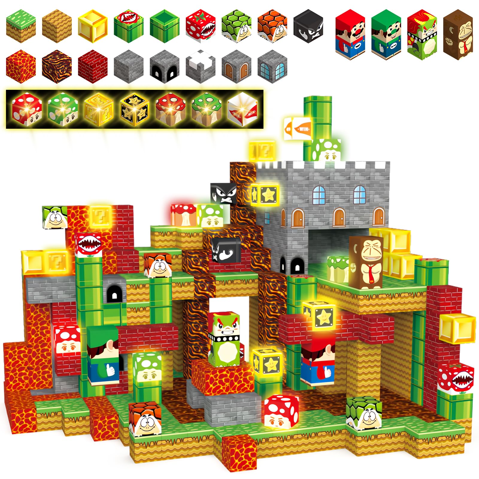 TUKIIE Magnetic Blocks, 200PCS 1inch Magnetic Building Blocks Build Super Magnete Castle, Montessori Building Toy Gifts for Kids Boys & Girls Age 6 7 8 9 10