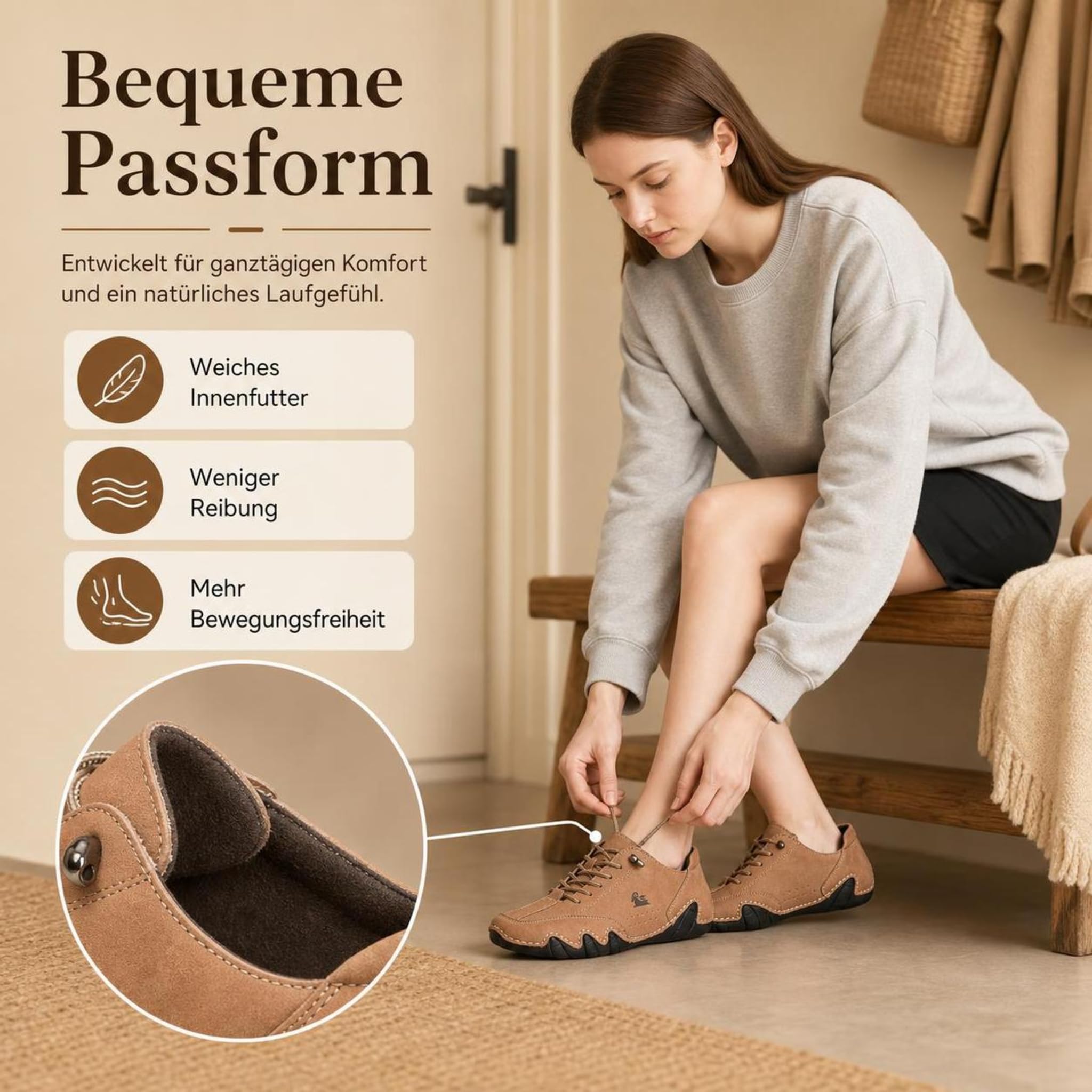 Ultra-Bequeme Barfußschuhe aus Leder für Damen und Herren im Alltag | Flexible Sohle, Weiches Innenfutter und Angenehme Passform für Spaziergänge, Freizeit und Reisen