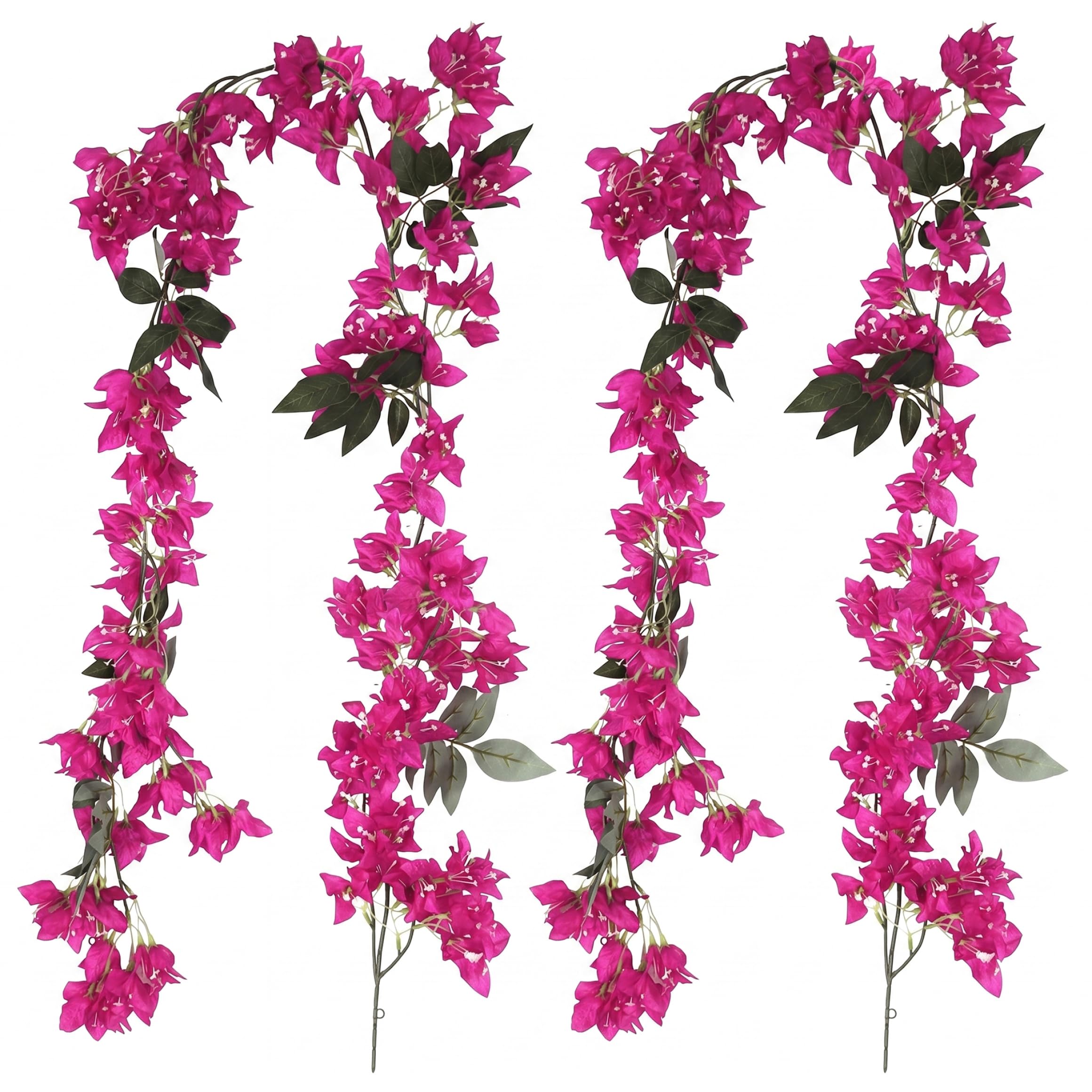 Yeaxxsqy 2Pcs 5.9ft Dense Realistic Bougainvillea Artificial Flower Garlands, Wedding Arch Garden Wall Decor