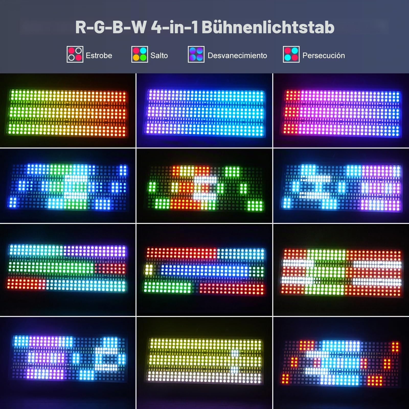 2 Stück 150W LED RGBW Wallwasher 450 LEDs Bar Strahler Strobe Lichteffekte Partylicht Bühnenlicht mit Fernbedienung für Bühne Bar Hochzeit Outdoor Festival