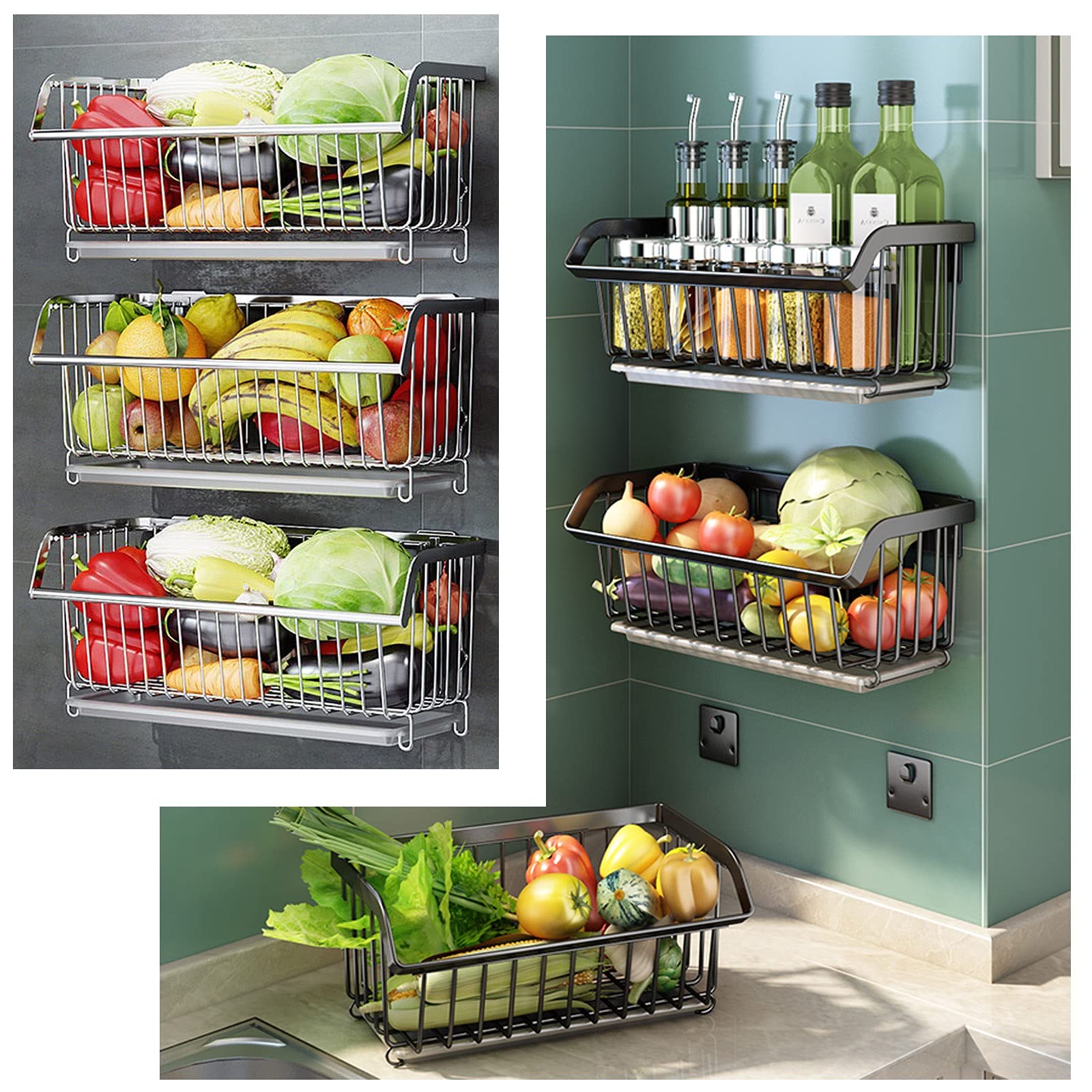 Hangende fruitmanden voor de keuken - Set van 3 boho hangende fruitmanden voor fruit