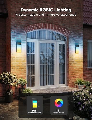 Govee Outdoor Wall Lights RGBIC, 1500lm Smart LED Wall Lights, IP65, 2 Pack - 2