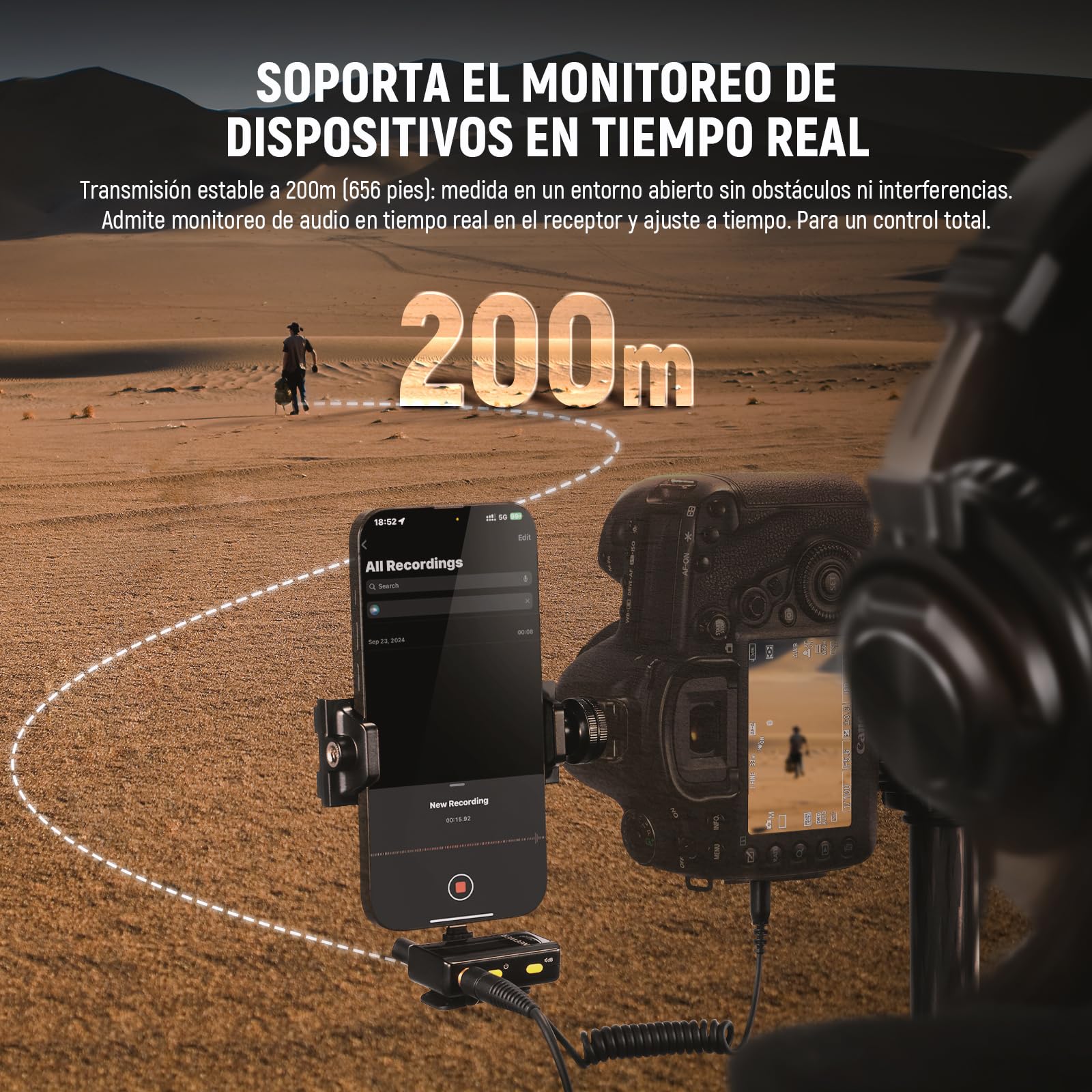NEEWER CM28 Micrófono Lavalier Inalámbrico,Cancelación Ruido Inteligente,Grabación 48KHz/16Bit 9hrs Autonomía,Alcance 200m 4GB Almacenamiento para iPhone Android Cámara,1 RX + 2 TX + + Estuche Carga