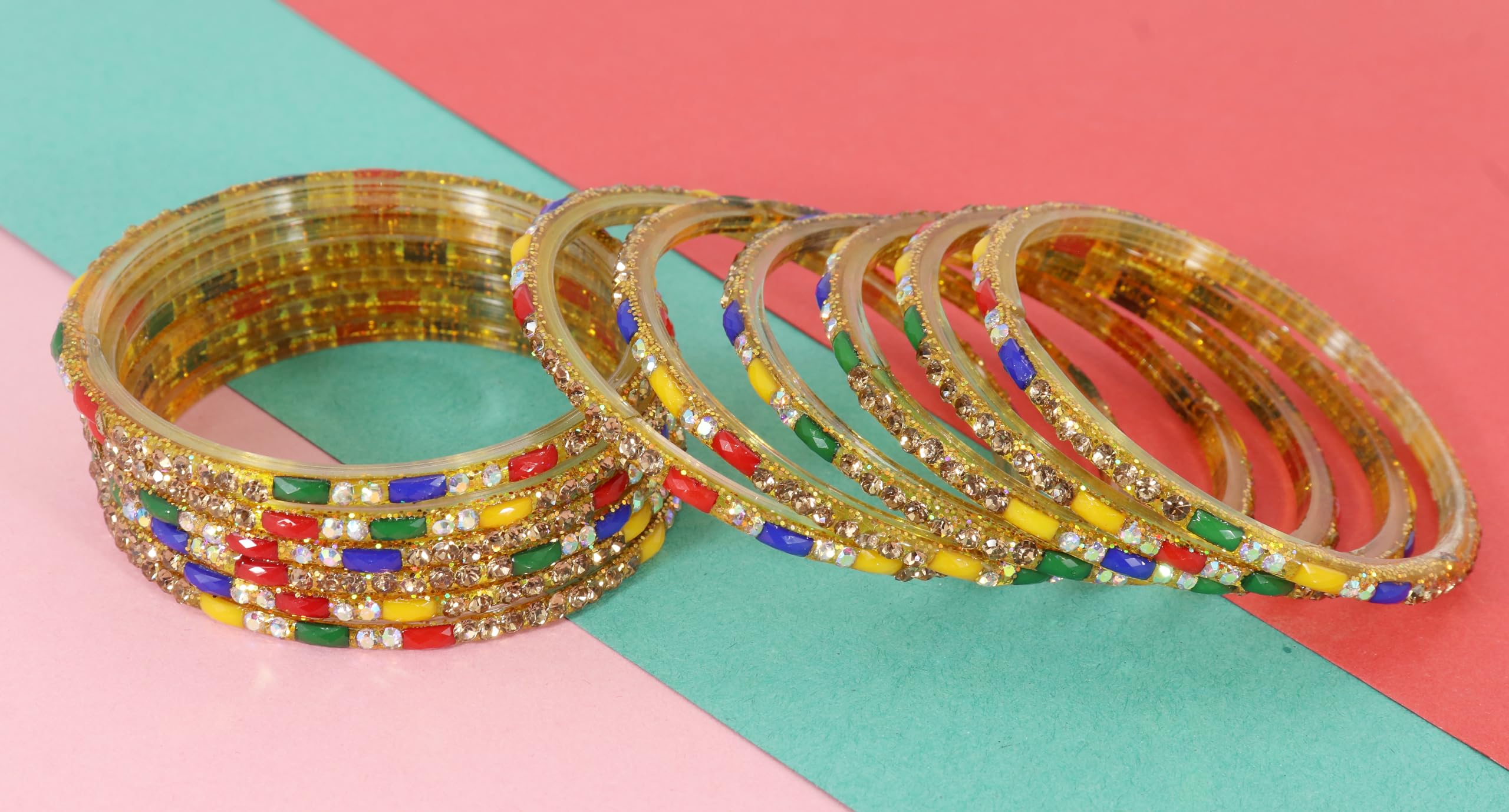 Stylish Green Glass Bangle Bracelet 2.8 Size