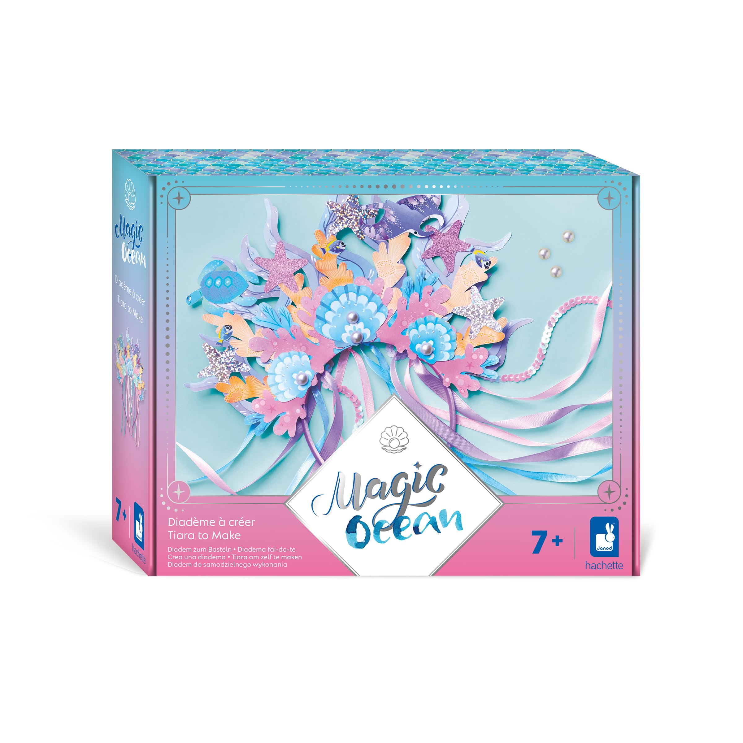 Janod - Magic Ocean - Create-Your-Own Tiara - Kids’ Craft Activity - Arts & Crafts Kit - Jewellery-Making - Children’s Fancy Dress Prop - Set for Ages 3 +, J09137