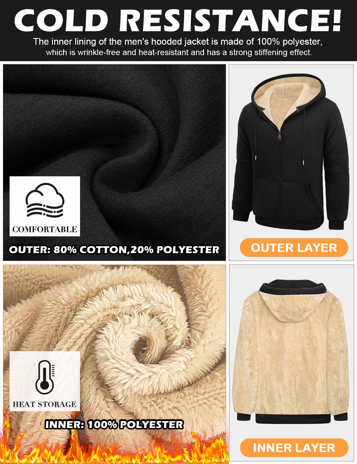 TOMEEK Felpa Uomo con Cappuccio Felpa in Pile Invernale e Zip Manica Lunga Giacca con Tasche Termica Casual Hoodie Fleece Giubbotto Essentials e Cerniera Sweatshirt