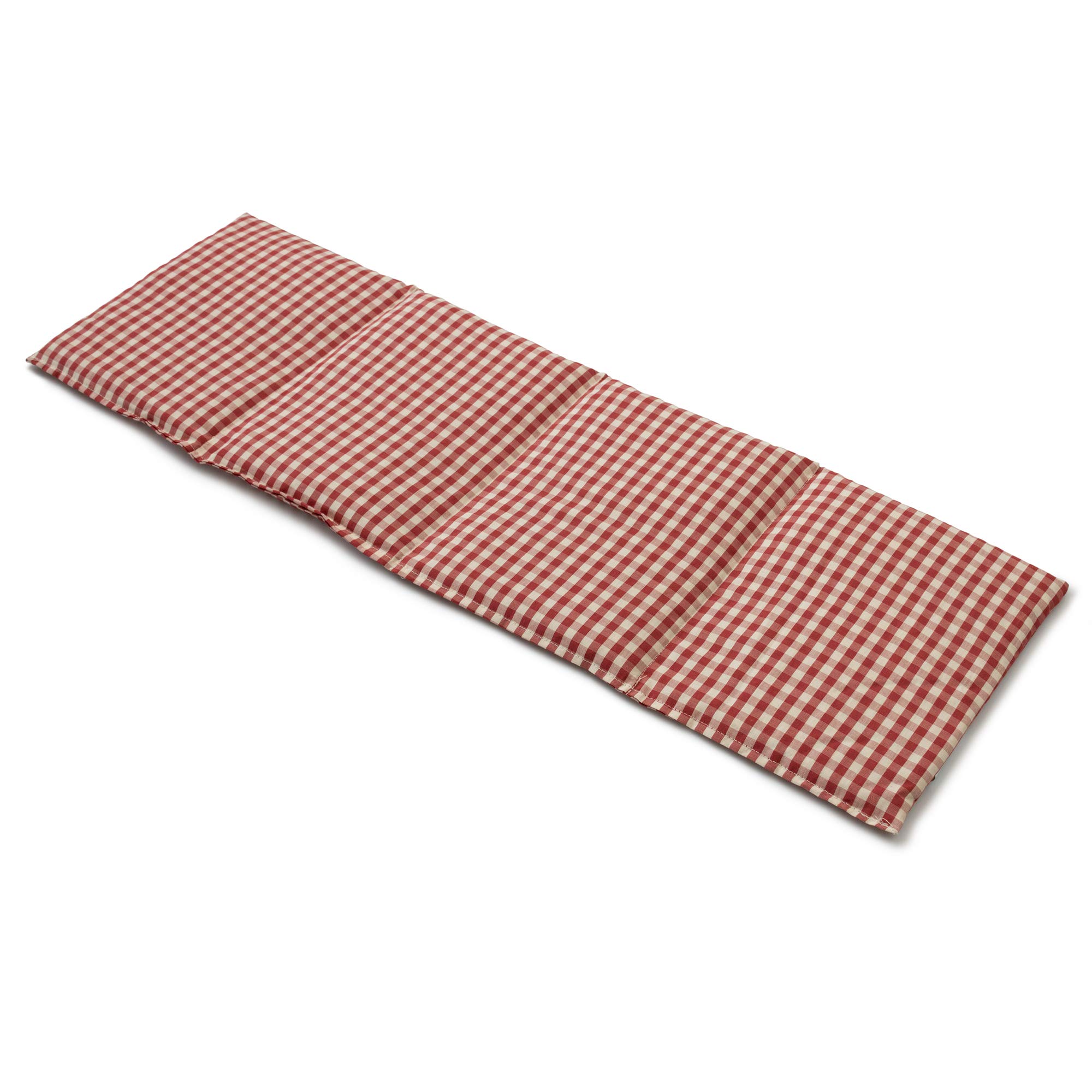 Cuscino bio con semi di farro bio, 60x20cm - 4 compartimenti -Tessuto bio rosso e bianco a quadri - Cuscino riscaldabile per la schiena, il ventre e molto altro. Terapia caldo e freddo . Cuscino termico