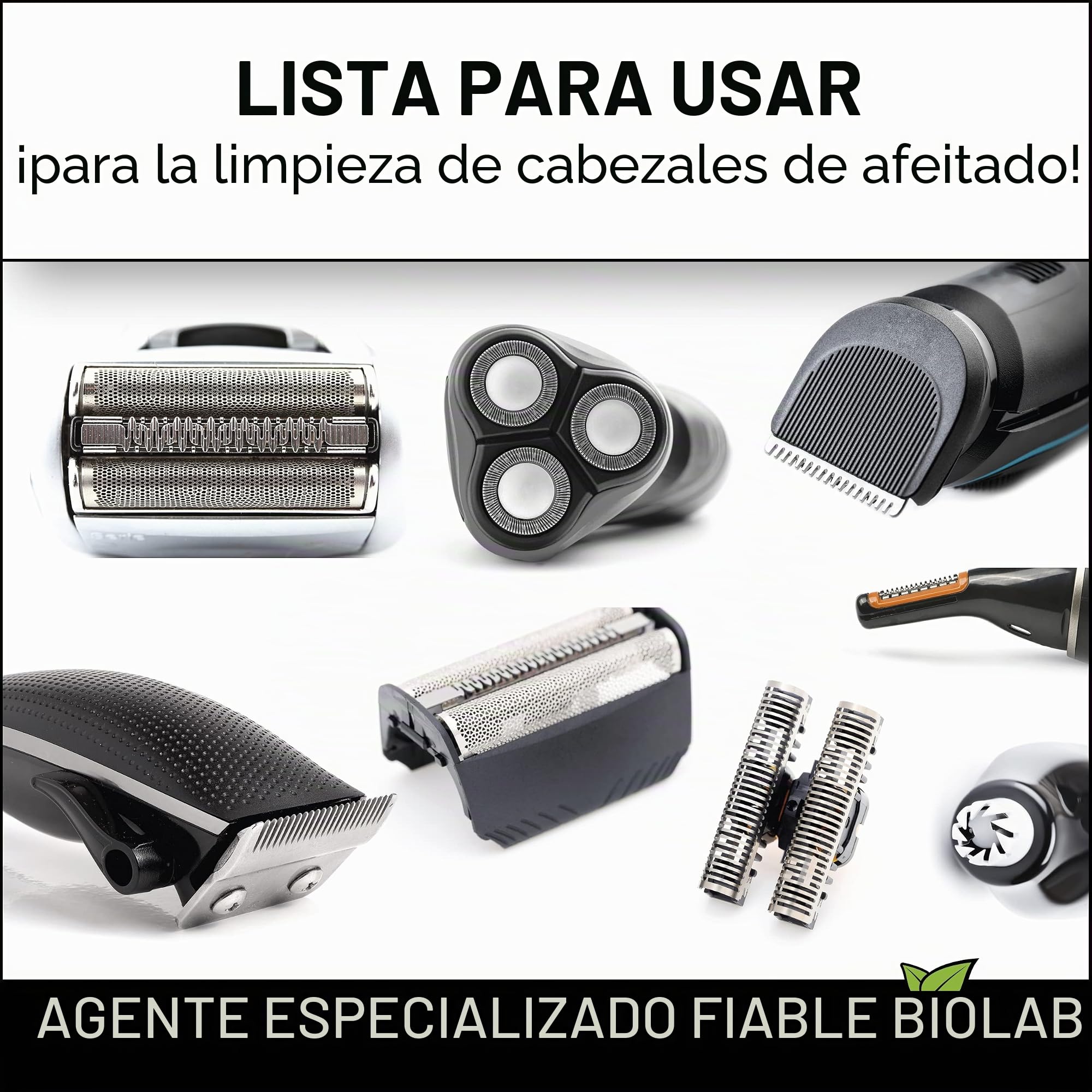 BIOLAB Limpiador de cabezales de afeitado Bio (1000 ml) líquido de recambio para Clean & Renew, apto para Braun Series, Philips cabezal de afeitado y estación de limpieza de afeitadora