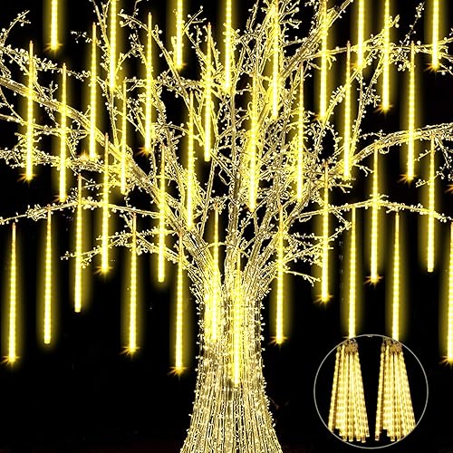 Vista 30 de JJGoo Luces de Navidad, luces de lluvia de meteoritos, 10 tubos de 12 pulgadas, 240 LED, luz de carámbano, luz de lluvia para exteriores
