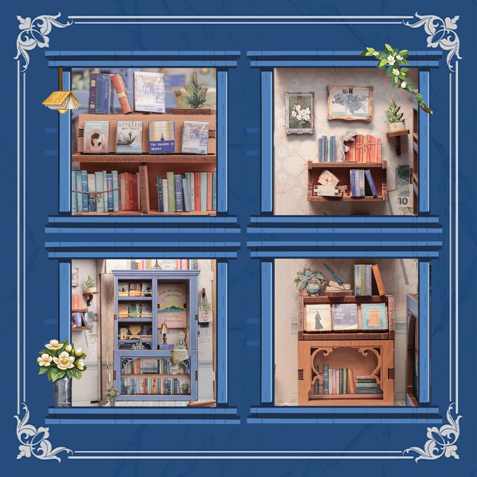 CUTEBEE Book Nook Kit: Kit Miniatura Fai da Te per Adulti, Puzzle 3D in Legno, Decorazione Casetta/Libreria (Literature Bookstore)
