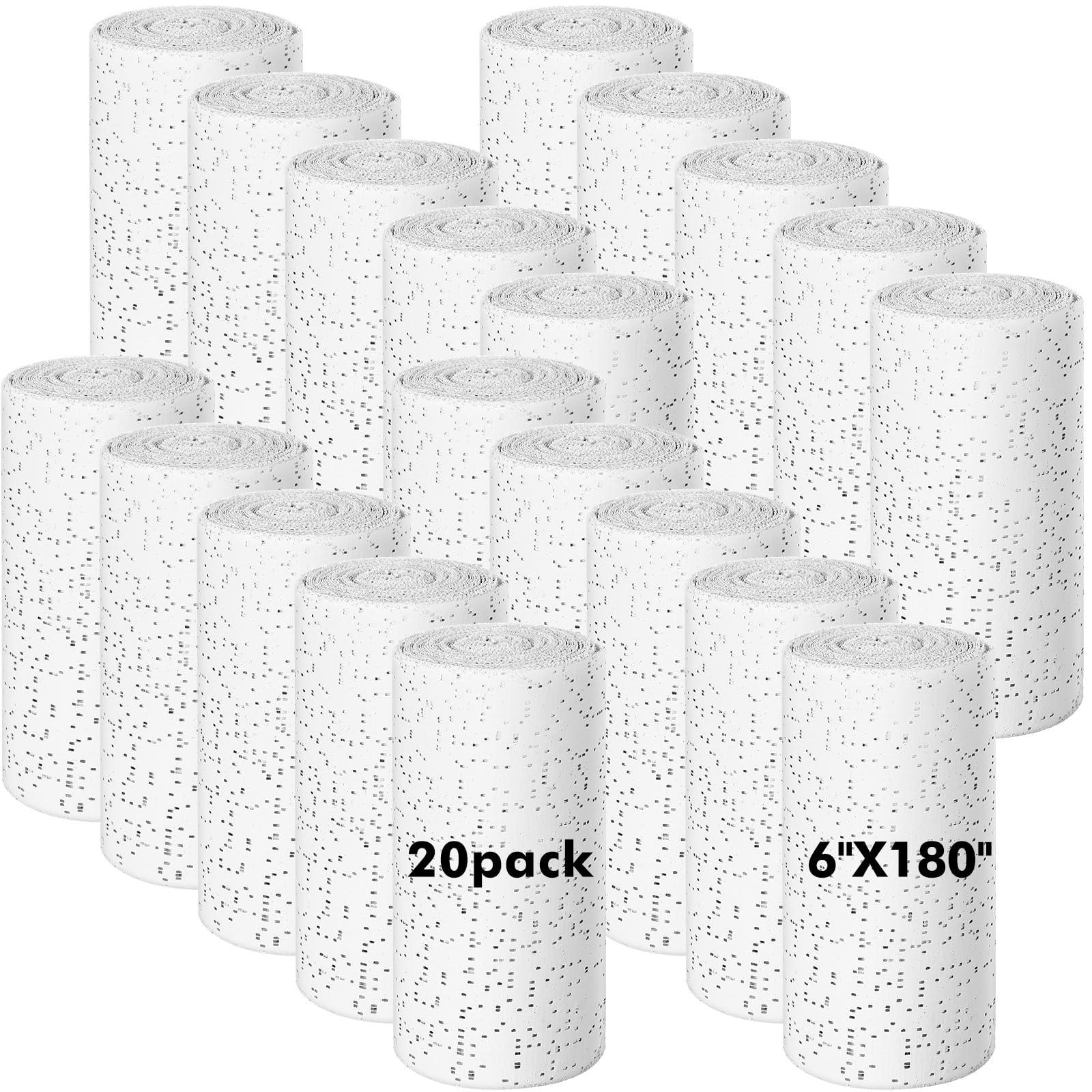 Nuogo 20 Pack 6'' x 180'' Plaster of Paris Rolls Bulk Plaster Cloth White Gauze Bandages Each Roll 5 Yards for Craft Projects Mache Belly Cast Sculptures Wraps Masks