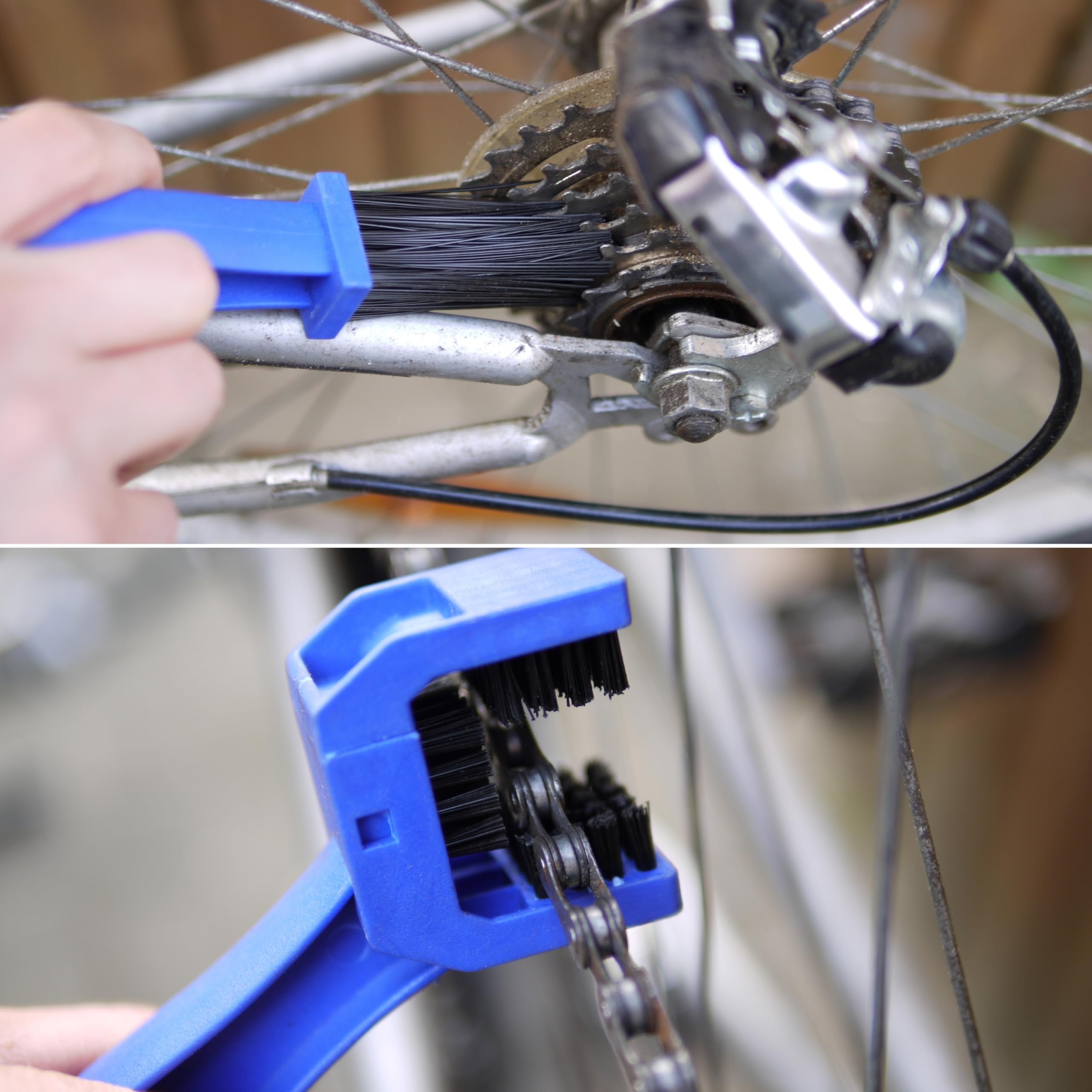 Szczotki do czyszczenia łańcucha i wieńca zębatego – 3 sztuki, trzy wersje, nylonowe włosie, urządzenie do czyszczenia łańcucha do roweru i motocykla