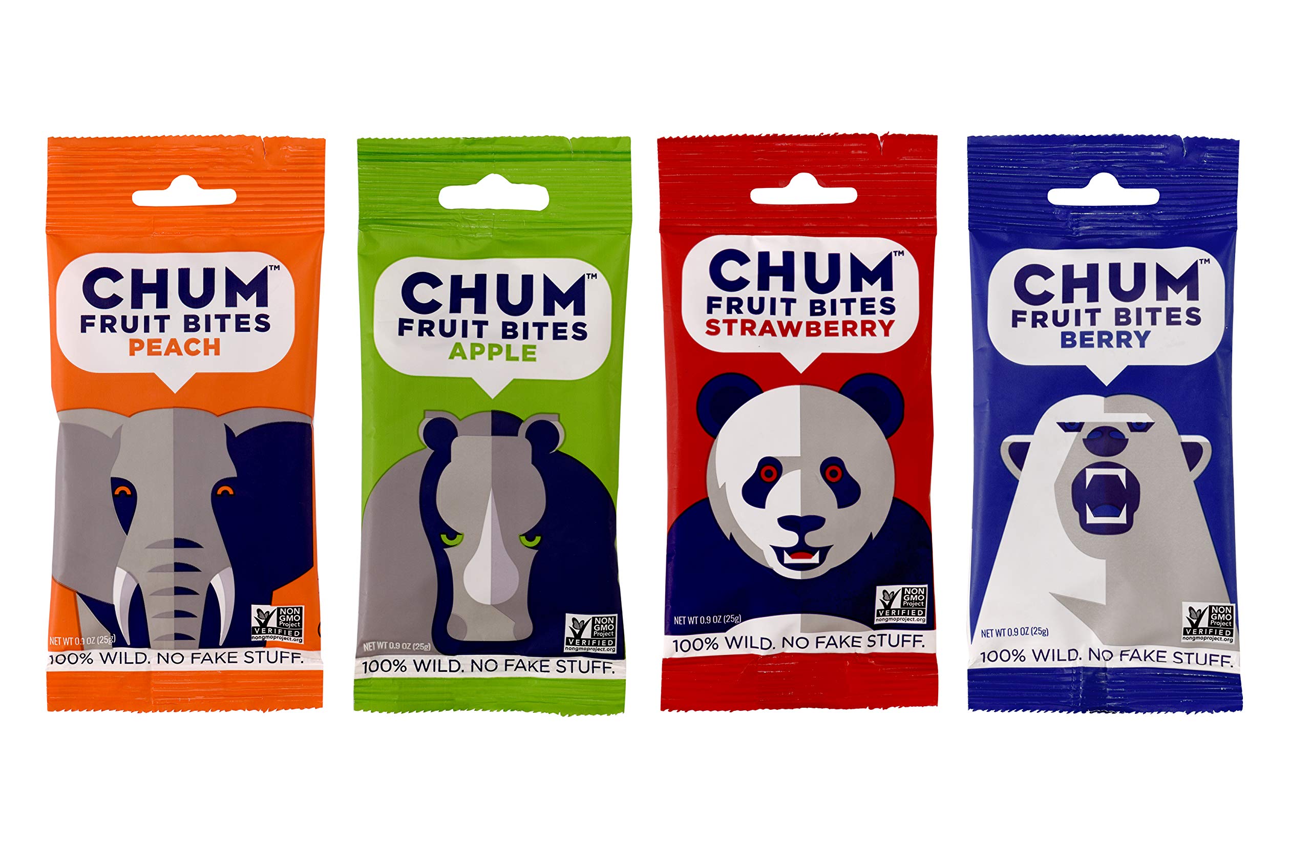 Chum Fruit Bites 12 Mixed 3 x Each Flavour 100% Fruit, no Added Sugar, high in Fibre, Gluten-Free, Vegan, Non-GMO, Paleo