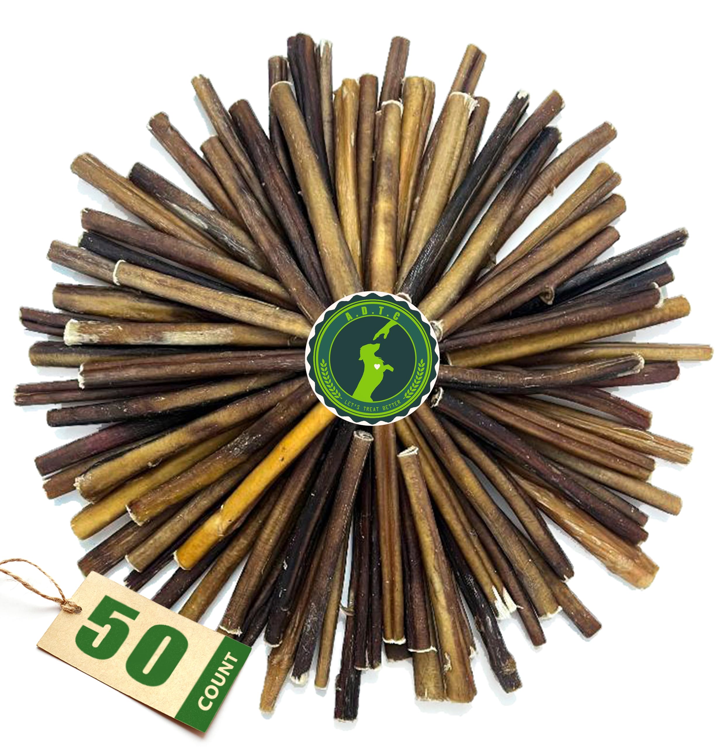 Bully Sticks for Dogs | Natural Long Lasting Pizzle Sticks | Single Ingredient Beef Pizzle | Dog Treats for Aggressive Chewers | 6-Inch Standard