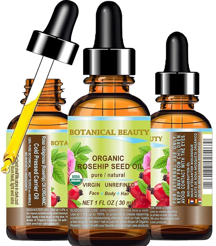 Óleo de semente de rosa-mosqueta Botanical Beauty, 100% puro, virgem, não refinado e prensado a frio, 30 mL