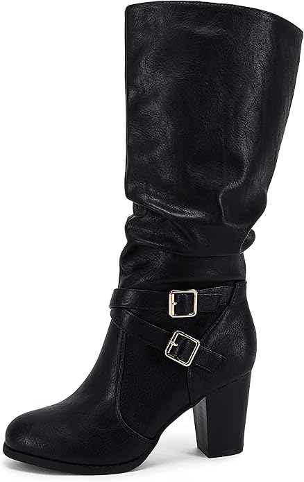 Ermonn Womens Stacked Buckle Slouchy