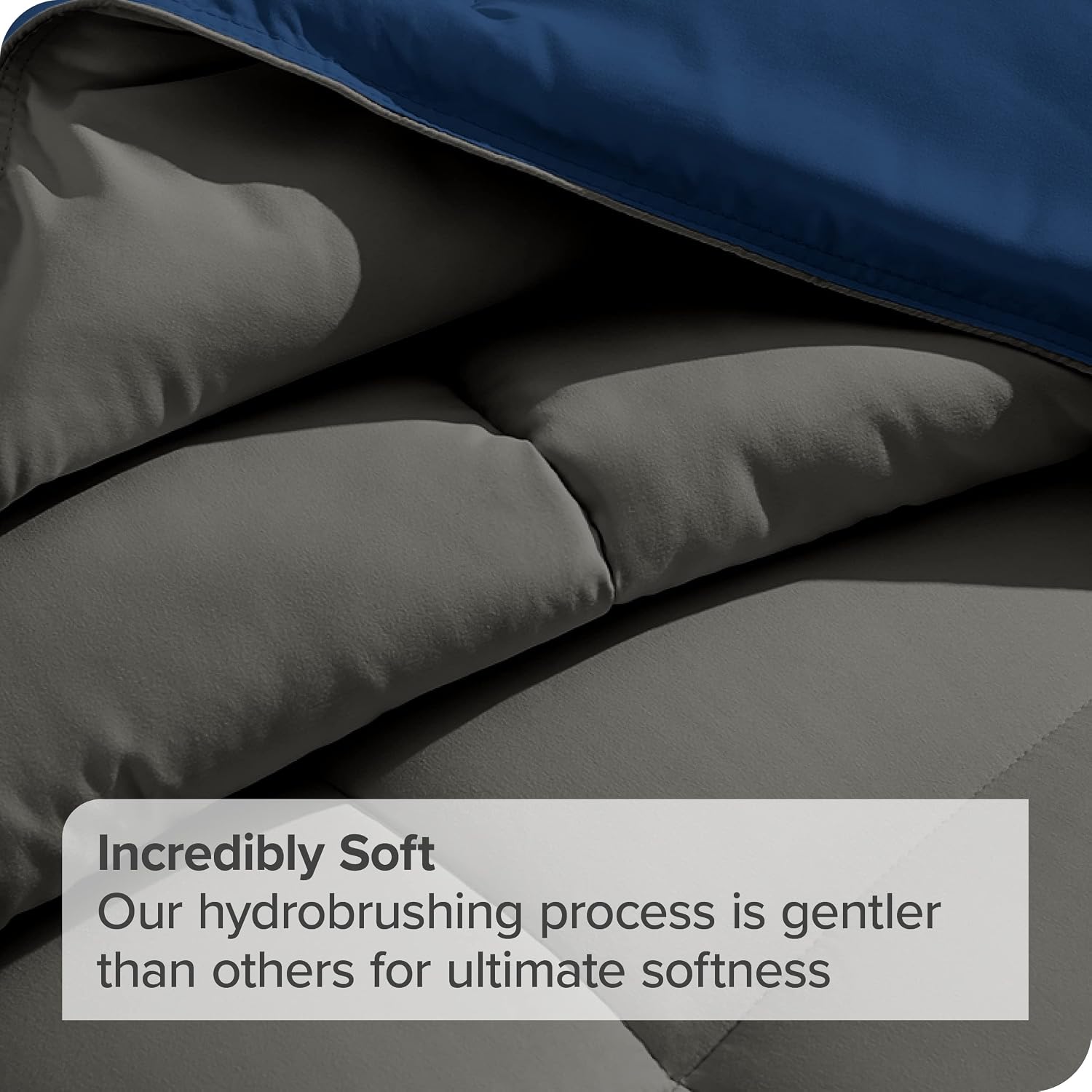 Bare Home Reversible Bedding Set 5 Piece Comforter & Sheet Set - King - Down Alternative - Soft - Bedding Set (King, Dark Blue/Grey, Dark Blue)