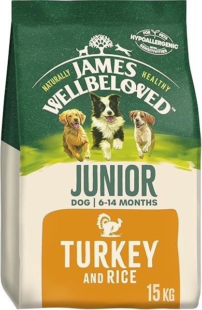 James Wellbeloved Junior Turkey and Rice 15 kg Bag, Hypoallergenic Dry Dog Food