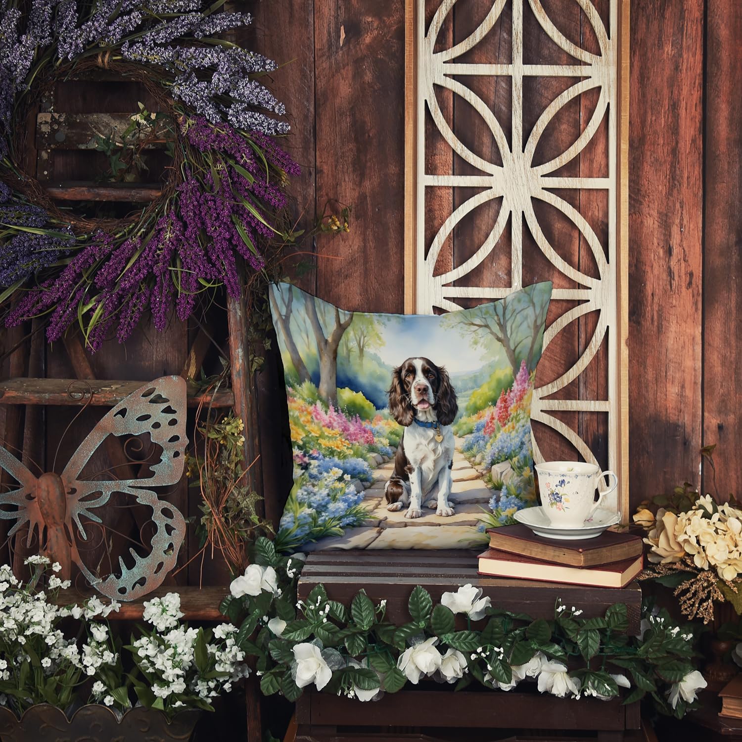 Caroline's Treasures English Springer Spaniel Spring Path Throw Pillow (Pack of 2) image 5