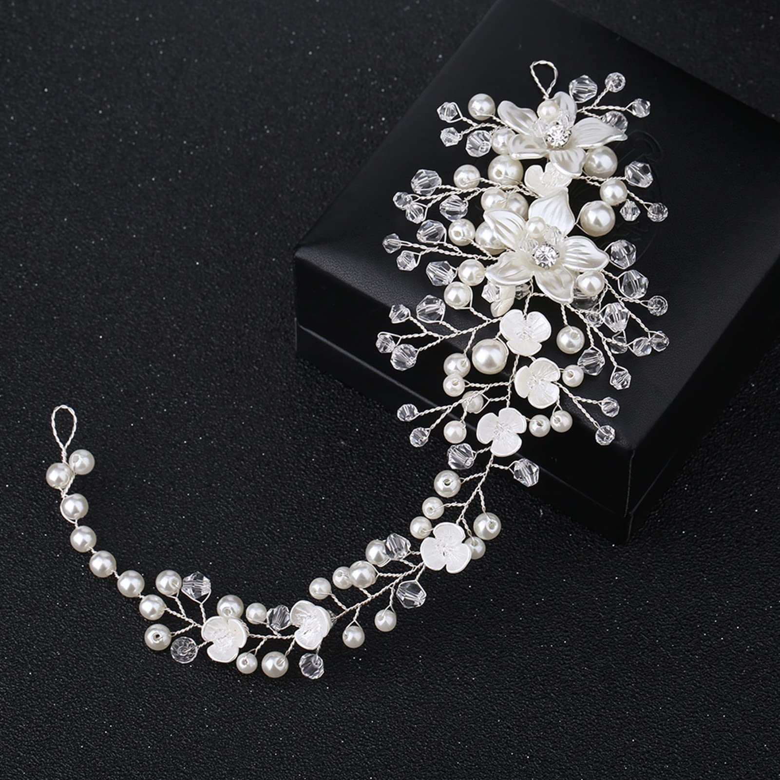 Tiara de Boda Diadema de Novia Perla Joyería Floral Mujeres Boda Banda for el Cabello Flores de Cristal Diademas de Boda