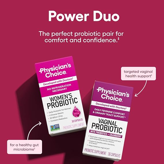 Physician's CHOICE Feminine Power Duo Bundle - Vaginal Probiotic 30ct + Womens Probiotic 60ct