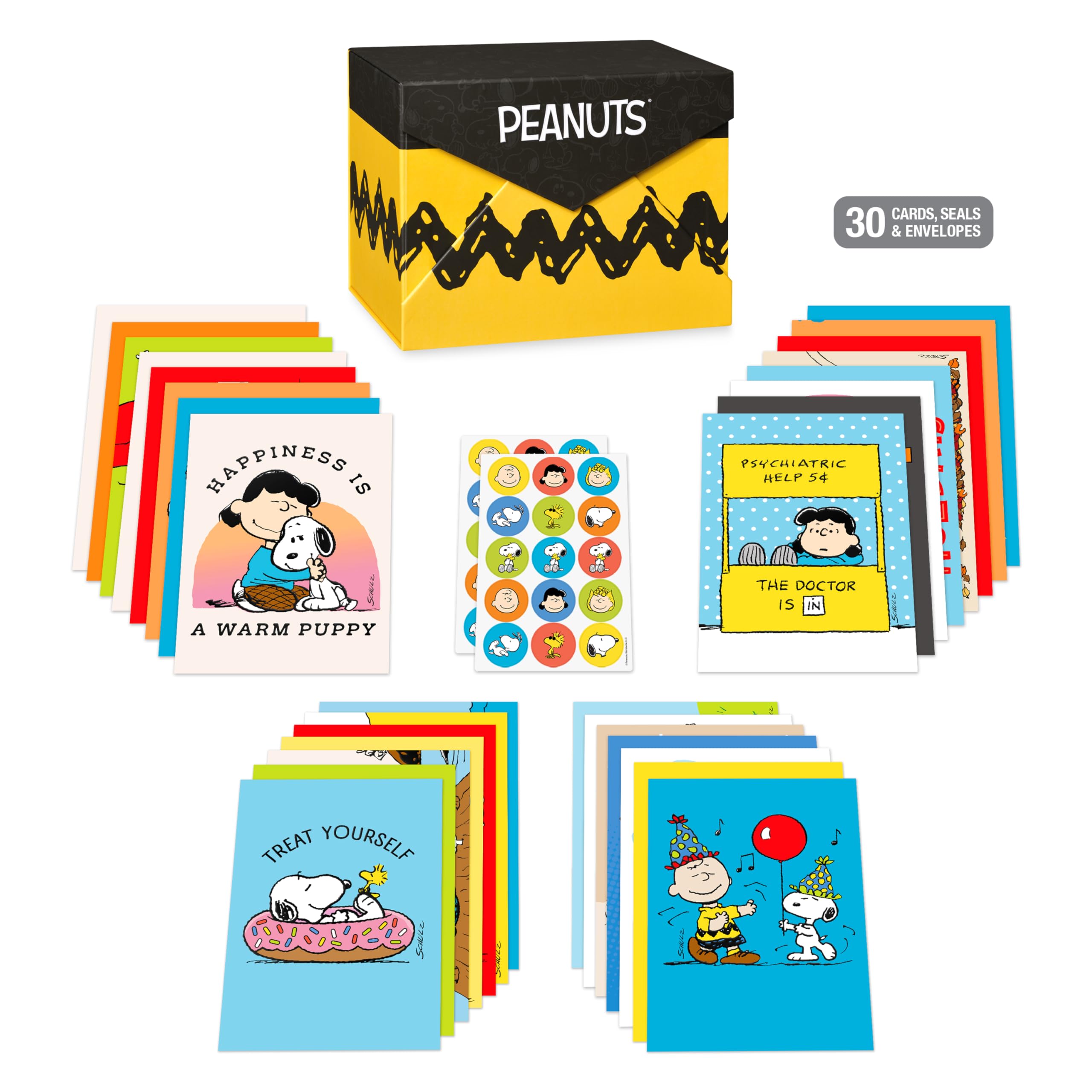 American Greetings 30-Count All Occasions Peanuts Card Pack with Keepsake Box and Envelopes - Image 3