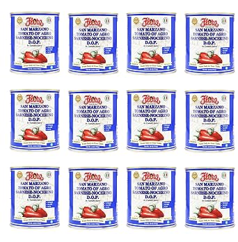 Flora Foods Tomatoes San Marzano DOP | 28 oz 793g | Winner 100% Italian Quality | Imported, No Fat, Gluten Free, No Cholesterol 28oz - 12 Pack
