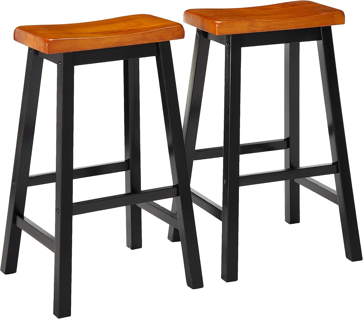 Christopher Knight Home Pomeroy 29" Saddle Stools, 2-Pcs Set, Walnut / Black