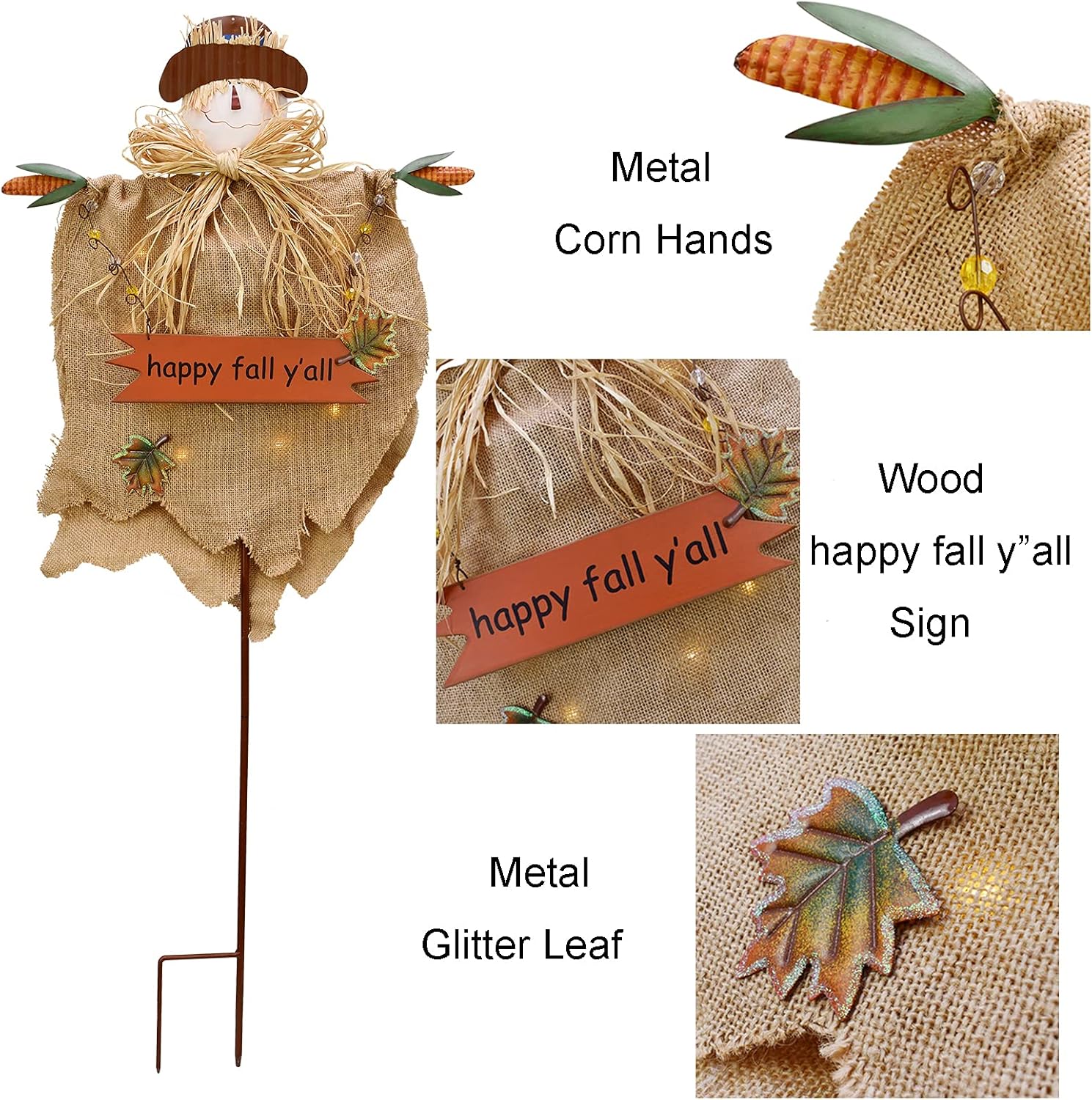 Metal Garden Stake Hanging Scarecrow Fall Decor Decorative Autumn Yard Sign for Thanksgiving Harvest Halloween - Outdoor Lawn Stakes Decoration Walkway Patio Pathway Décor