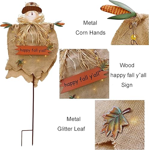 Miniatura 5 de Espantapájaros Decoración de otoño con luz LED Cartel colgante de otoño espantapájaros para patio, decoración de otoño para cosecha, Halloween,