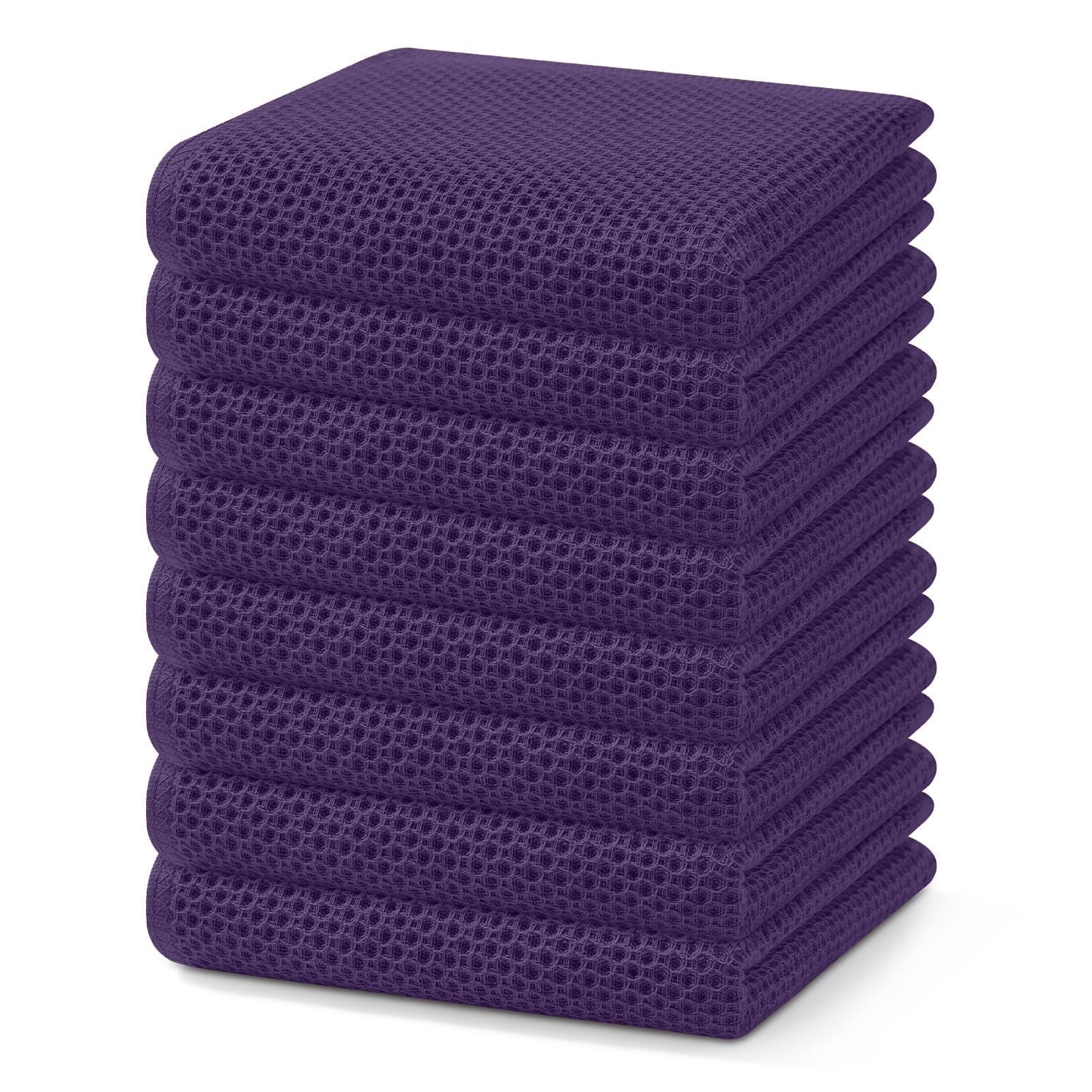 Homaxy 100% Cotton Waffle Weave Kitchen Dish Towels 8-Pack, Eggplant