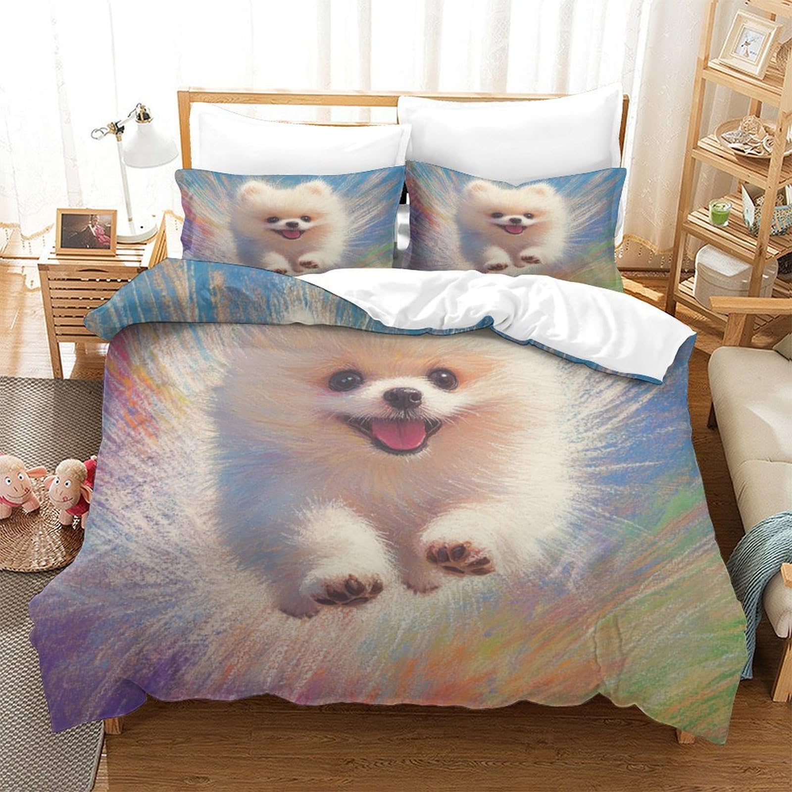 Housse de couette crâne 3D en microfibre pour lit enfant 1 place facile à laver et sans repassage
