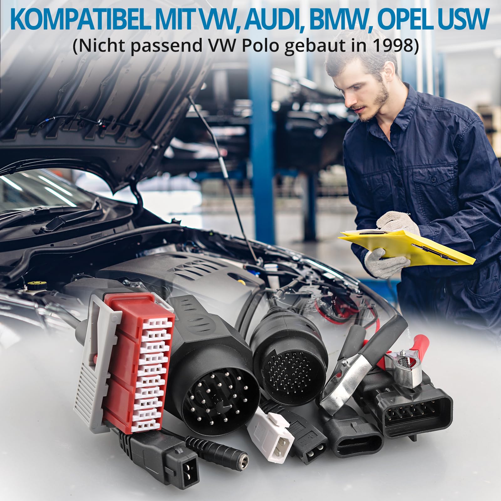 AUTOUTLET 8er Adapter Set, Universal Auto OBD2 OBD1 Diagnosegerät Diagnose Adapter Kabelsatz, Diagnoseadapterkabel OBD Diagnoseadapter kompatibel mit VW Audi BMW Opel, für AutoCom Delphi CDP+ DS150Er