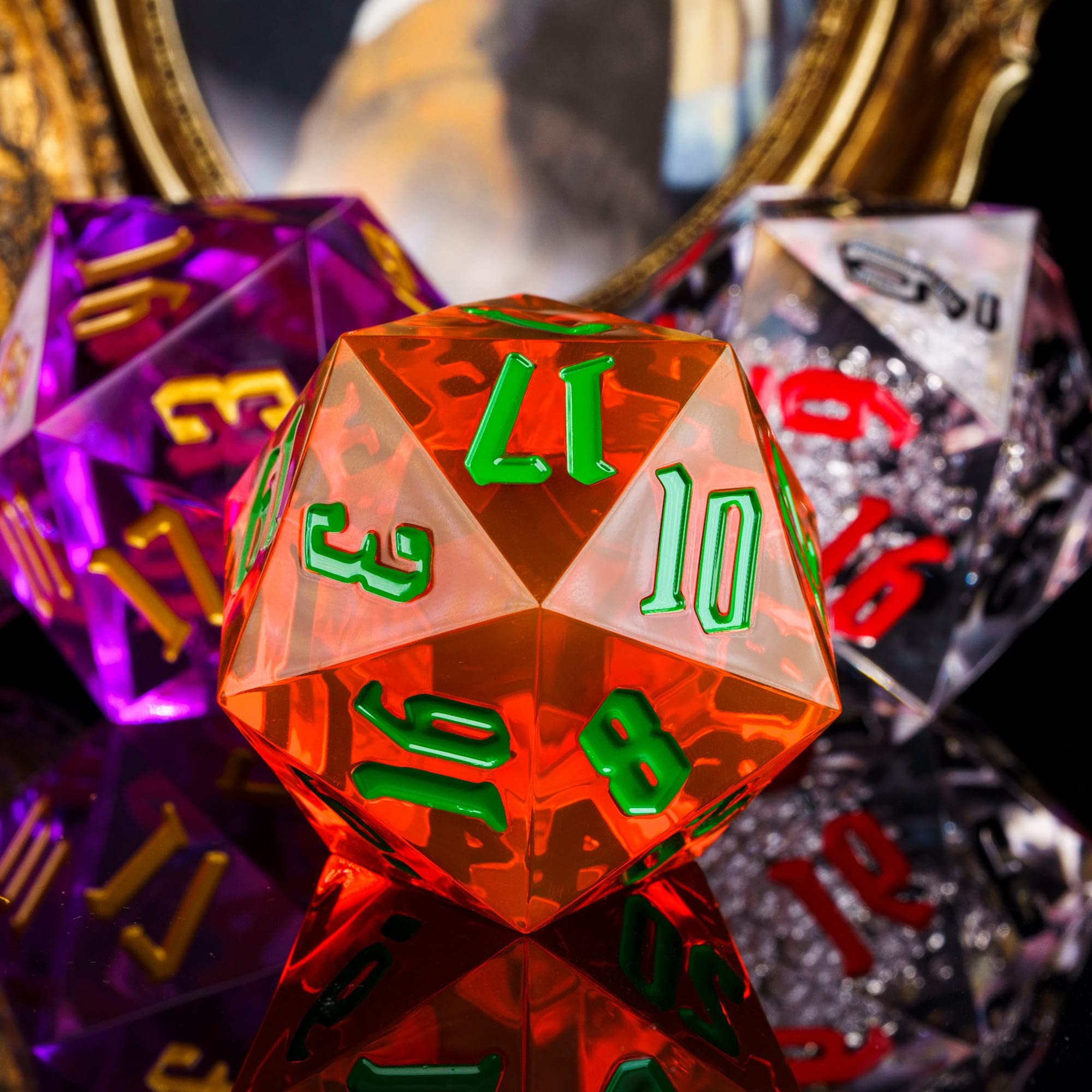 Dé D20 Géant 55mm Pour D&D - Acrylique Transparent Vert à Bulles - Chiffres Blancs - Boîte Cadeau