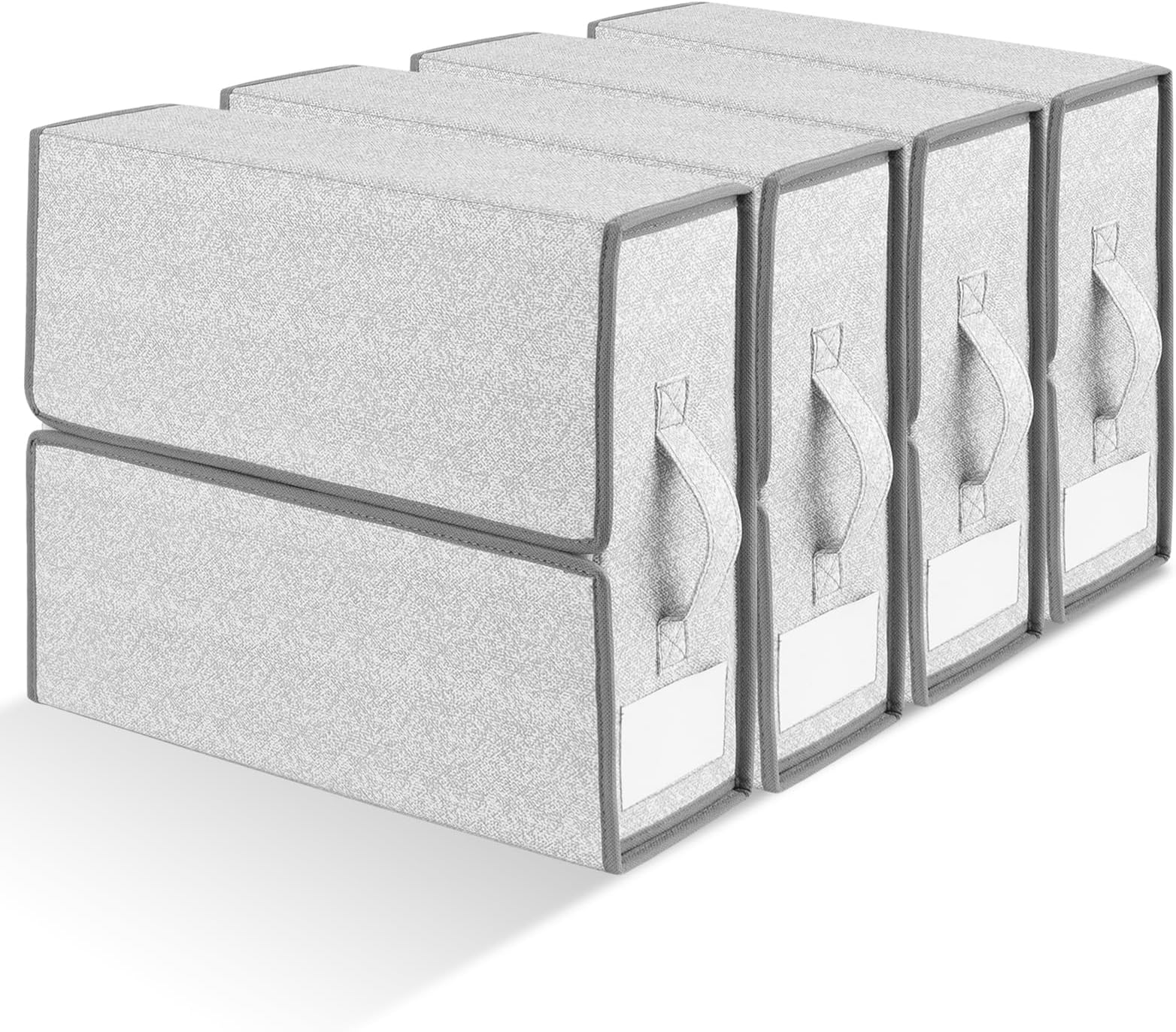 Bed Sheet Organizers and Storage, 4 Packs Foldable Storage Box with Zipper for Queen or King Sheets, Sheet Storage Cube for Duvet Cover Set, Bedding, Blanket Storage