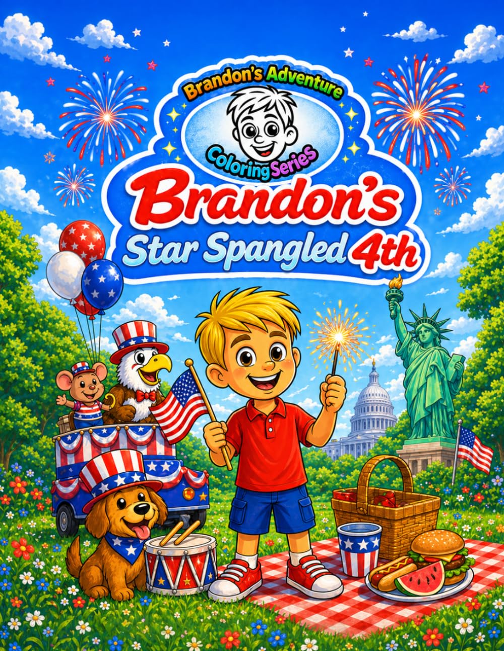 Brandon’s Star Spangled 4th: A Read & Color July 4th Storybook for Kids Ages 4–8: July 4th Coloring Book with Simple Sentences and Adventure ... Readers (Brandon's Adventure Coloring Series)