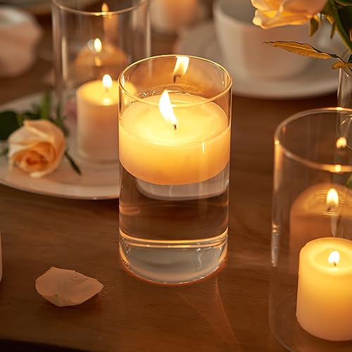 Miniatura 4 de Jelofly 12 jarrones cilíndricos de vidrio transparente para centros de mesa, florero de cristal de 6 pulgadas de alto, portavelas flotantes para