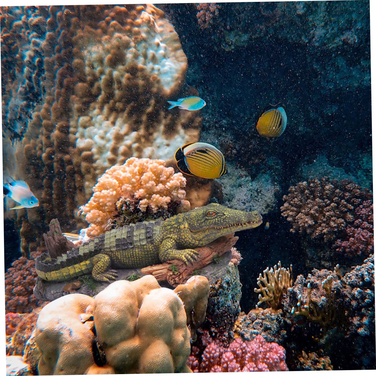BESPORTBLE 2stücke Aquarium Dekoration -krokodil Statue Für Fischbecken Und Künstliche Dekoration Für Aquarien Und Terrarien Luftbetriebene Kunstwerke