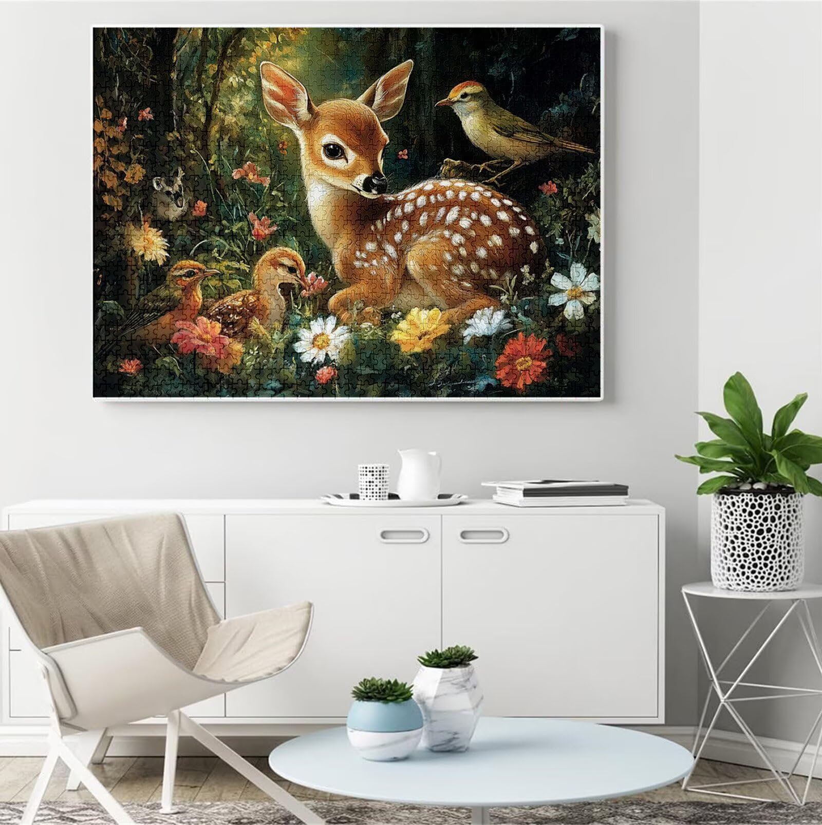 Puzzle Cervo Puzzle 2000 Pezzi Jigsaw Adulti DIY Classici Gioco, Puzzles a Forma di Uccello, Giochi Rilassamento e Intelligence per Ragazzi da 14 Anni 100 x 70 cm/2000 pcs con Regalo in Legno B-1904