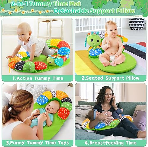 Miniatura 6 de ARANEE Tapete 2 en 1 para el tiempo boca abajo y almohada de apoyo sentado, juguetes para bebés de 6 a 12 meses, juguetes para bebés de 6 a 12