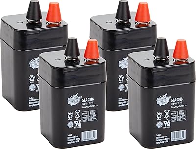 Interstate Batteries 6V 5AH Sealed Lead Acid SLA Battery - Spring Terminals SLA0916 Pack of 4