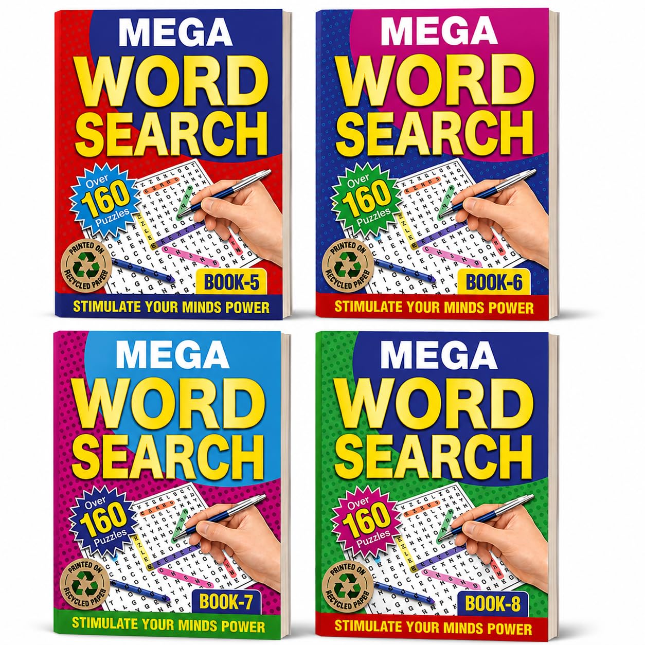 Squiggle Mega Word Search Books – Set of 4 A5 Puzzle Books | 896 Pages of Word Search Puzzles | Collection 2