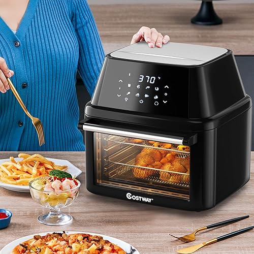 Miniatura 9 de COSTWAY 8-in-1 Air Fryer Toaster Oven Multifunctional Programmable 19QT Cooking Oven with 10 Accessories Rotisserie 8 Pre-set Recipe LED Digital