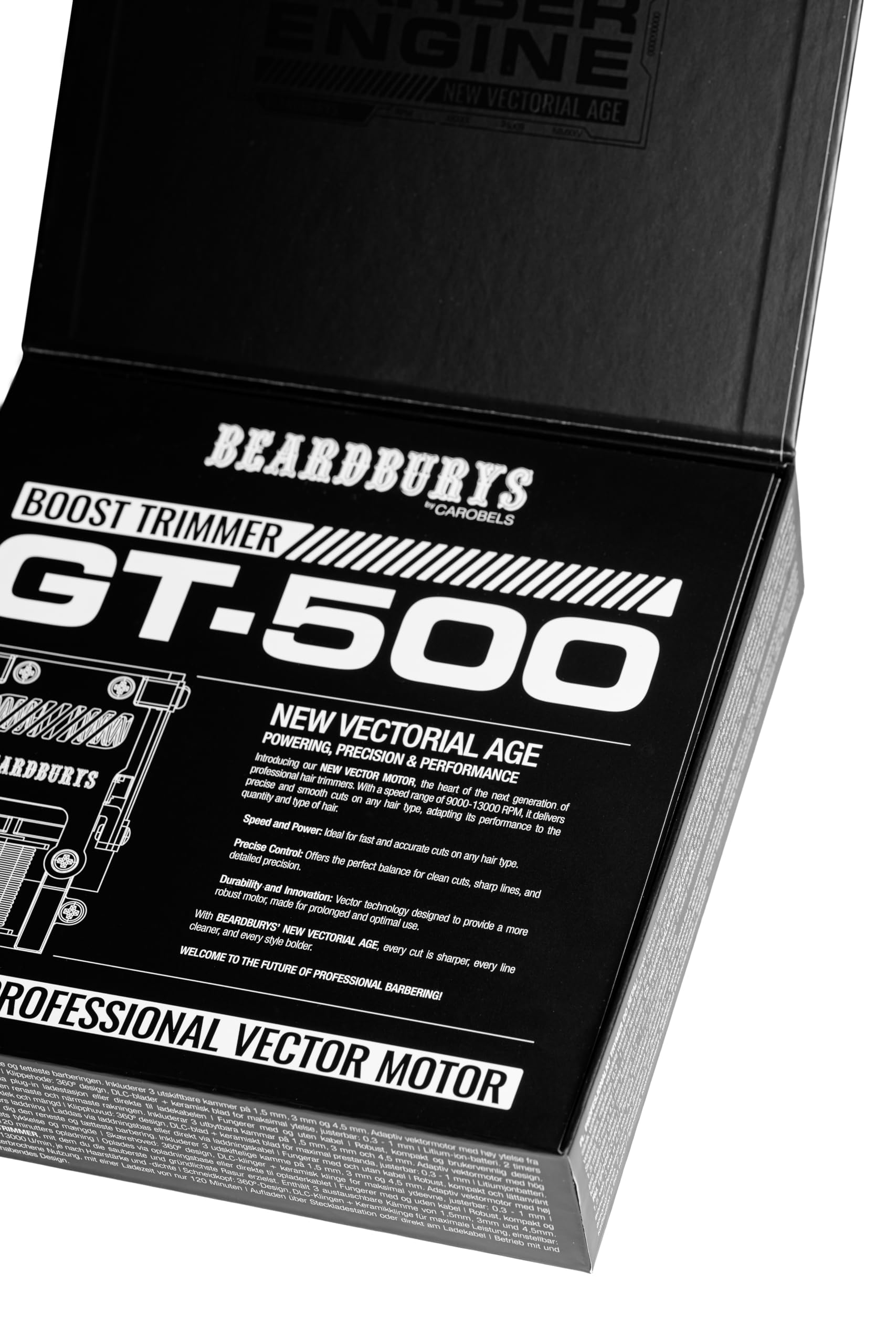 Beardburys Trimmer GT-500 | Maquina de Afeitar Hombre, Barba y Cabello, Recortadora Inalámbrica con Motor de 13.000 RPM, Cuchillas DLC + Cerámica, Batería 2 Horas y Cabezal 360º | Ideal para Barberos