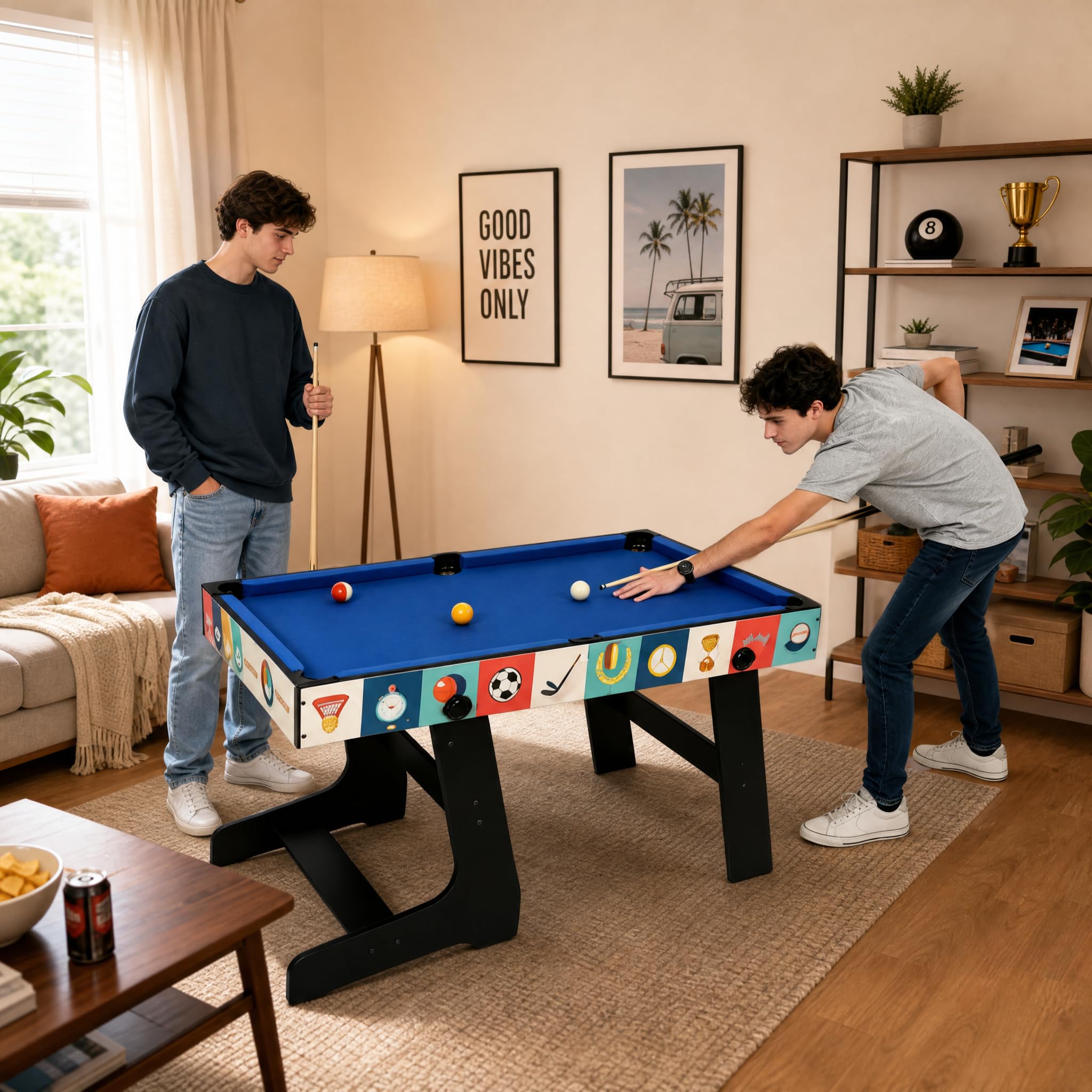HLC Table multijeux 4 en 1, intégrant BabyFoot, Billard, ping-Pong et air Hockey,Idéal pour Les Adultes et Les Enfants, il constitue Le Cadeau Parfait
